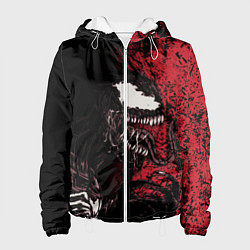 Куртка с капюшоном женская Веном на красном, цвет: 3D-белый