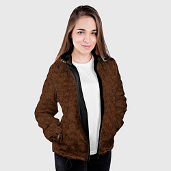 Куртка с капюшоном женская Коричневый текстурный, цвет: 3D-черный — фото 2