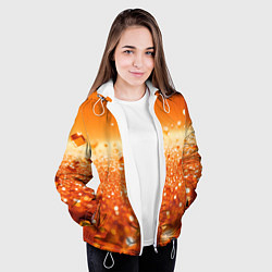 Куртка с капюшоном женская Оранжевые блестящие частицы текстура, цвет: 3D-белый — фото 2