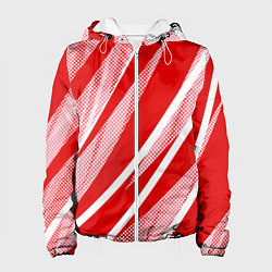 Женская куртка Красно-белый абстракция с полосами