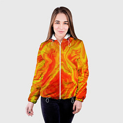 Куртка с капюшоном женская Огненный жёлто-красный, цвет: 3D-белый — фото 2