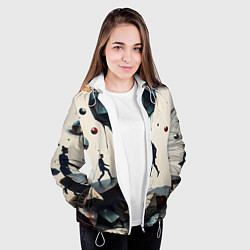 Куртка с капюшоном женская Сюрреалистичные люди и камни, цвет: 3D-белый — фото 2