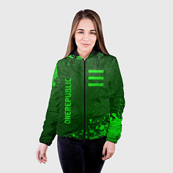 Куртка с капюшоном женская OneRepublic - green gradient вертикально, цвет: 3D-черный — фото 2