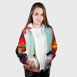 Куртка с капюшоном женская Сюрреалистичная абстракция, цвет: 3D-белый — фото 2