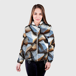 Куртка с капюшоном женская Каменно металлическая абстракция, цвет: 3D-белый — фото 2