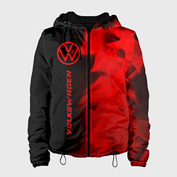 Куртка с капюшоном женская Volkswagen - red gradient по-вертикали, цвет: 3D-черный