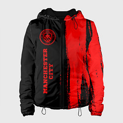 Куртка с капюшоном женская Manchester City - red gradient по-вертикали, цвет: 3D-черный