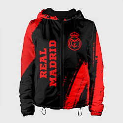Куртка с капюшоном женская Real Madrid - red gradient вертикально, цвет: 3D-черный