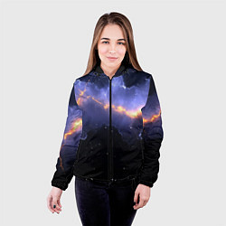 Куртка с капюшоном женская Молния в фиолетовом небе текстура, цвет: 3D-черный — фото 2