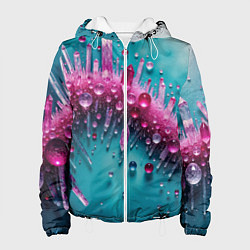 Куртка с капюшоном женская Розовые кристаллы, цвет: 3D-белый