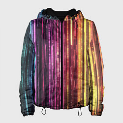 Куртка с капюшоном женская Неоновый и переливающийся киберпанк узор, цвет: 3D-черный
