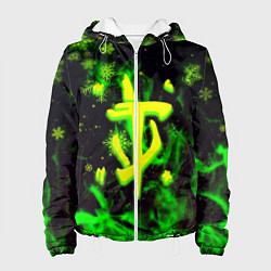 Куртка с капюшоном женская Doom кислотный снег в огне лого, цвет: 3D-белый