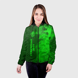 Куртка с капюшоном женская Cyberpunk 2077 - green gradient по-вертикали, цвет: 3D-черный — фото 2