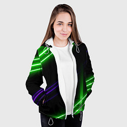 Куртка с капюшоном женская Green pink purple line, цвет: 3D-белый — фото 2