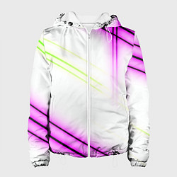 Куртка с капюшоном женская Green white pink line, цвет: 3D-белый