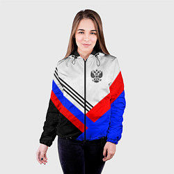 Куртка с капюшоном женская Герб России - минимализм, цвет: 3D-черный — фото 2