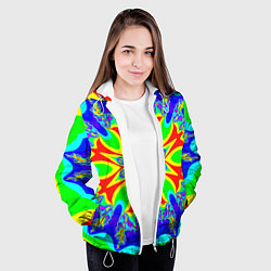 Куртка с капюшоном женская Неоновая психоделика узор, цвет: 3D-белый — фото 2