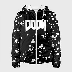 Куртка с капюшоном женская Doom белые краски всплеск, цвет: 3D-белый