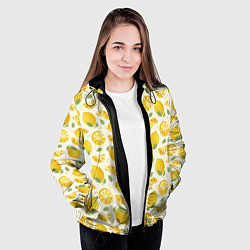Куртка с капюшоном женская Сочные лимоны - паттерн, цвет: 3D-черный — фото 2