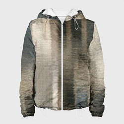 Куртка с капюшоном женская Размытые серо-бежевые полосы, цвет: 3D-белый