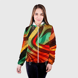Куртка с капюшоном женская Жаркая полосатая абстракция, цвет: 3D-белый — фото 2