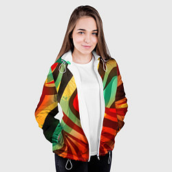 Куртка с капюшоном женская Жаркая полосатая абстракция, цвет: 3D-белый — фото 2