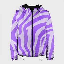 Куртка с капюшоном женская Лавандовый тигровый паттерн, цвет: 3D-черный
