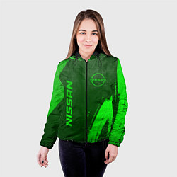 Куртка с капюшоном женская Nissan - green gradient вертикально, цвет: 3D-черный — фото 2