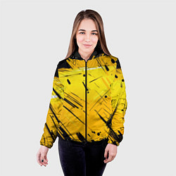 Куртка с капюшоном женская Желтая краска на черном фоне, цвет: 3D-черный — фото 2