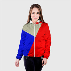 Куртка с капюшоном женская Серо-сине-красный трёхцветный, цвет: 3D-белый — фото 2