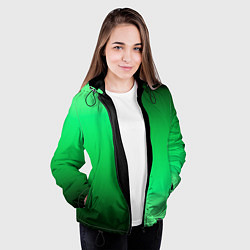 Куртка с капюшоном женская Чёрно-зелёный градиент пополам, цвет: 3D-черный — фото 2