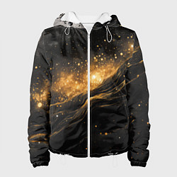 Женская куртка Золотистое сияние на черной текстуре