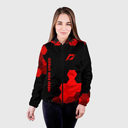 Куртка с капюшоном женская Need for Speed - red gradient вертикально, цвет: 3D-черный — фото 2