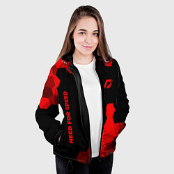 Куртка с капюшоном женская Need for Speed - red gradient вертикально, цвет: 3D-черный — фото 2