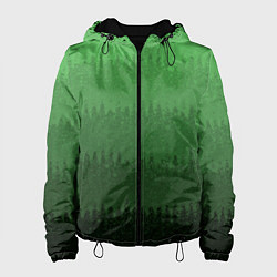 Куртка с капюшоном женская Зеленый градиент текстурные полосы, цвет: 3D-черный