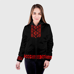 Куртка с капюшоном женская Славянский узор и орнамент на черном - вышиванка р, цвет: 3D-черный — фото 2
