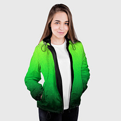 Куртка с капюшоном женская Градиент мозаика зелёный в тёмный, цвет: 3D-черный — фото 2