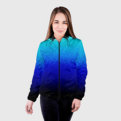 Куртка с капюшоном женская Градиент мозаика из голубого в чёрный, цвет: 3D-черный — фото 2