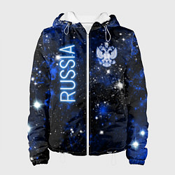 Куртка с капюшоном женская Звёздное небо России и герб, цвет: 3D-белый