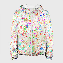 Куртка с капюшоном женская Белый с разноцветными брызгами, цвет: 3D-белый