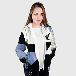 Куртка с капюшоном женская Honda логотип, цвет: 3D-белый — фото 2
