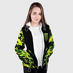 Куртка с капюшоном женская Monster energy кислотная геометрия, цвет: 3D-белый — фото 2