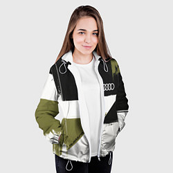 Куртка с капюшоном женская Ауди логотип, цвет: 3D-белый — фото 2