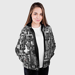 Куртка с капюшоном женская Серый геометричные полоски, цвет: 3D-черный — фото 2