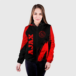 Куртка с капюшоном женская Ajax - red gradient вертикально, цвет: 3D-черный — фото 2