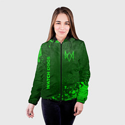 Куртка с капюшоном женская Watch Dogs - green gradient вертикально, цвет: 3D-черный — фото 2