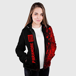 Куртка с капюшоном женская Paramore - red gradient по-вертикали, цвет: 3D-черный — фото 2