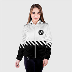 Куртка с капюшоном женская BMW geometry line black, цвет: 3D-белый — фото 2