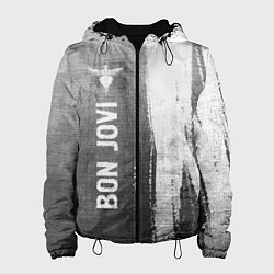 Куртка с капюшоном женская Bon Jovi - grey gradient по-вертикали, цвет: 3D-черный