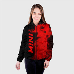 Куртка с капюшоном женская Mini - red gradient по-вертикали, цвет: 3D-черный — фото 2